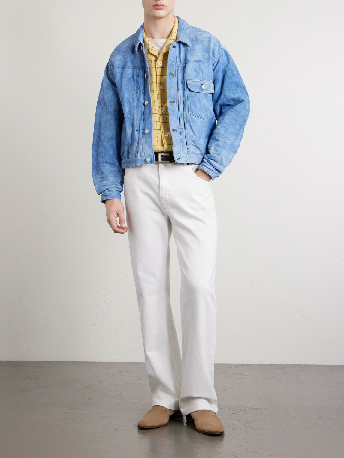 Visvim - 102X Cropped Leather Jacket - Blue Visvim