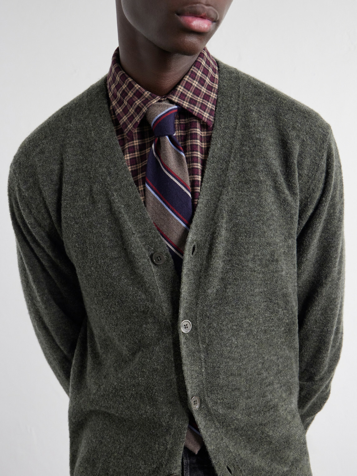 NN07 - Gavin 60073 Bouclé Wool-Blend Cardigan - Green