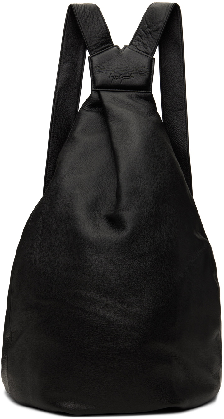 YOHJI YAMAMOTO Black Y discord Leather Backpack Yohji Yamamoto