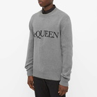 Alexander McQueen Men's Logo Intarsia Crew Knit in Greymel/Black/Charcoal