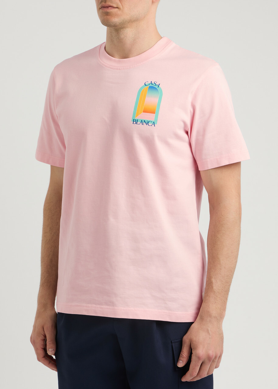 【関税込み】Casablanca ピンク L'Arc Colore Tシャツ Casablanca L'Arc Colore Printed Cotton T-shirt Pink Casablanca