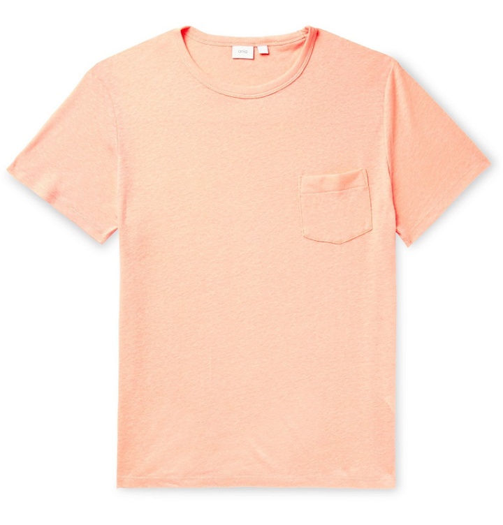 Photo: Onia - Chad Linen-Blend Jersey T-Shirt - Orange