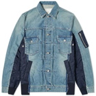 Sacai Men's Denim x MA-1 Jacket in Light Blue