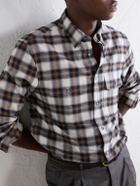 Brioni - Checked Cotton-Flannel Shirt - White