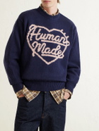 Human Made - Logo-Intarsia Wool-Blend Sweater - Blue