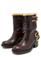 Chloe Dakota Leather and Shearling Mid-calf Boots Brown