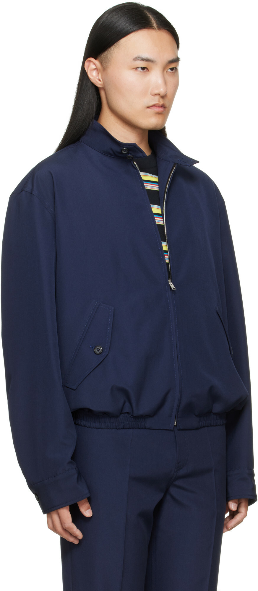 Marni Navy Embroidered-Logo Jacket