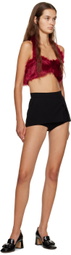 Puppets and Puppets Red Halter Faux-Fur Camisole