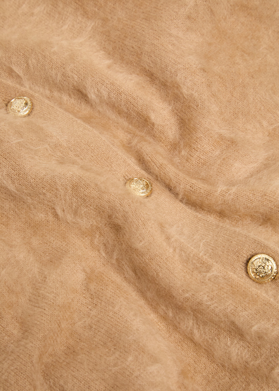 Alice + Olivia Dollie Brushed Cashmere-blend Cardigan Light Brown