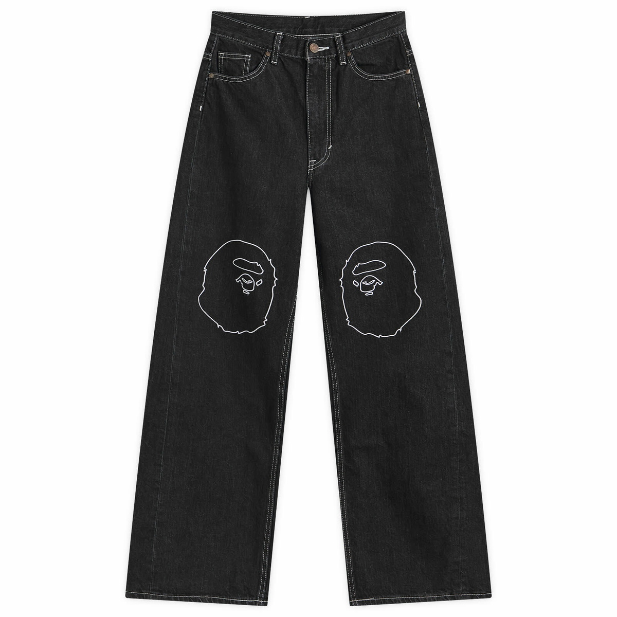 A Bathing Ape Women's Ape Head Oversized Jeans in Black