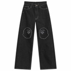 A Bathing Ape Women's Ape Head Oversized Jeans in Black