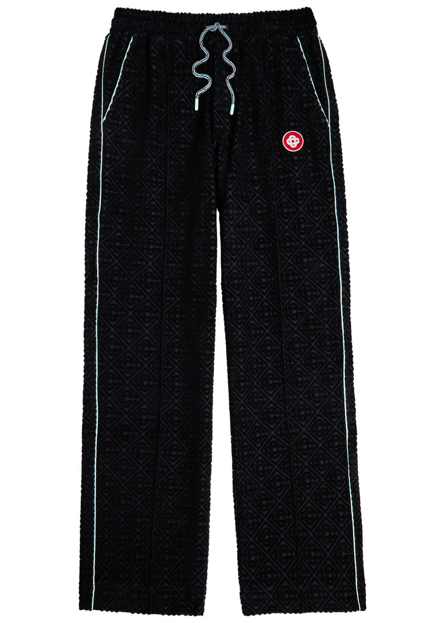 Casablanca Monogram-jacquard Towelling Cotton-blend Sweatpants Black