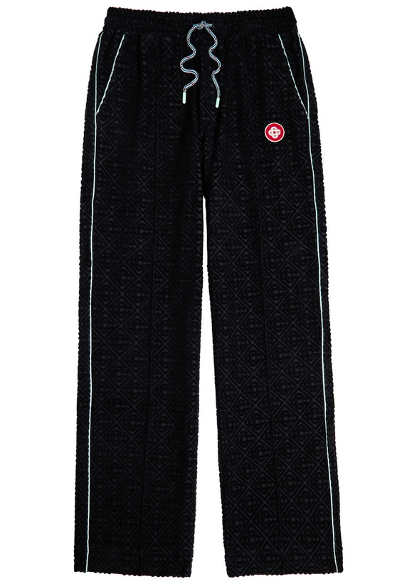 Photo: Casablanca Monogram-jacquard Towelling Cotton-blend Sweatpants Black