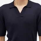 Sunspel Men's Fine Rib Polo Shirt in Navy