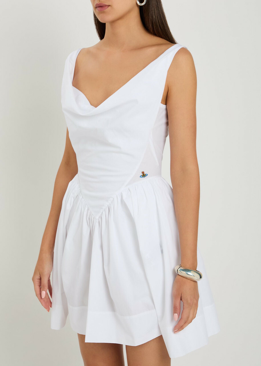 Vivienne Westwood Mini Sunday Draped Cotton-poplin Mini Dress White