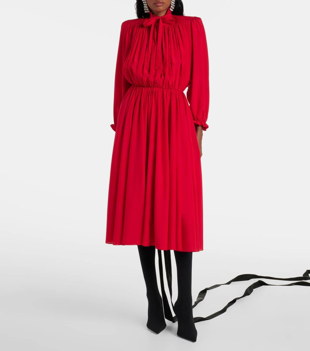 Balenciaga Bow-detail lace-up silk midi dress