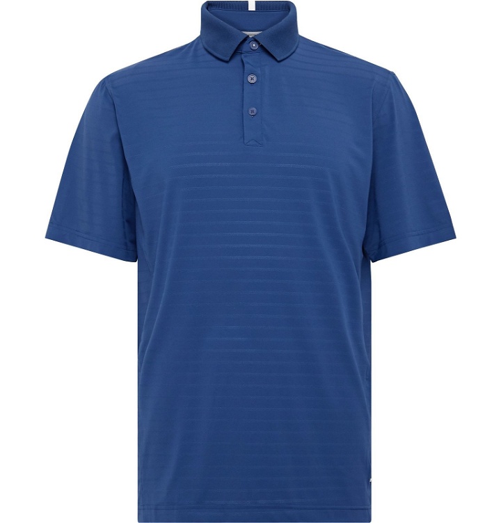 Photo: Adidas Golf - adiPure Premium Performance Striped Stretch-Jersey Golf Polo Shirt - Blue