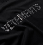 Vetements - Oversized Crystal-Embellished Cotton-Jersey T-Shirt - Black