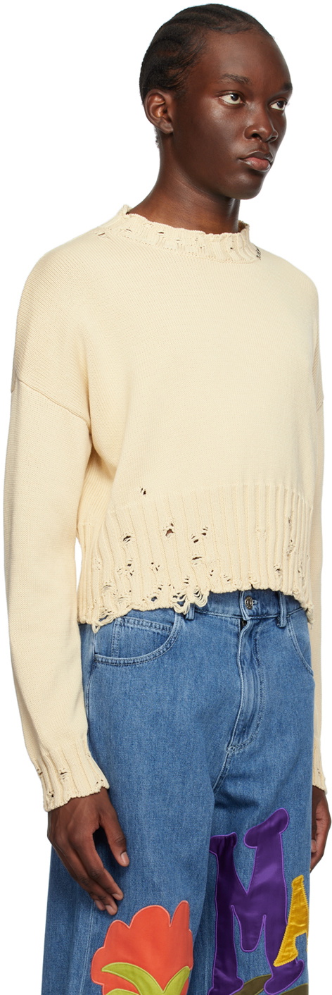 [Marni] Marni Cotton Cropped Logo Long Sleeve Sweatshirt FLJE0198S0 White 38 [Used] [Authenticated and Guaranteed Authentic] 213953