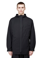 Classic Hooded Windbreaker Jacket in Black
