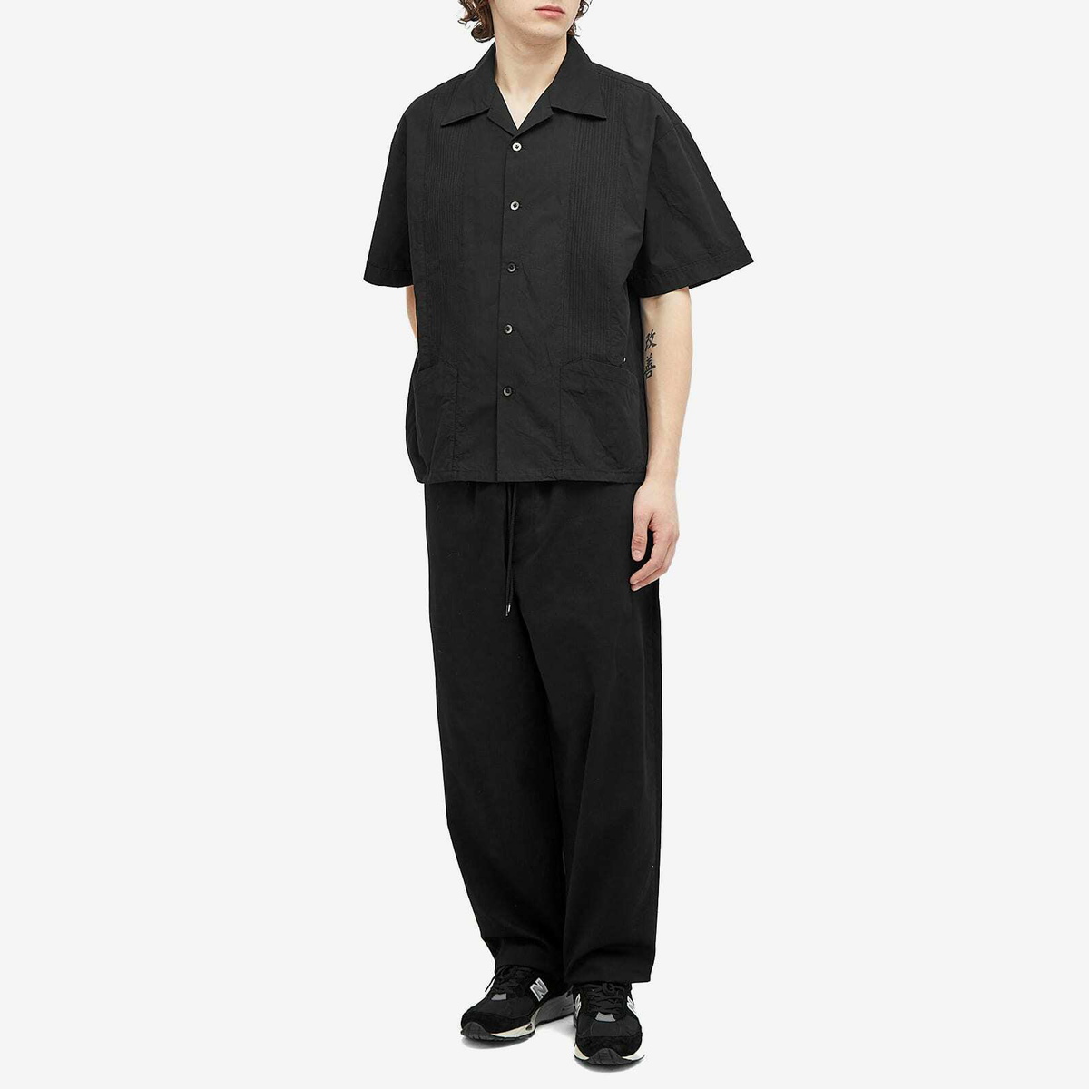Neighborhood Men's Guayabera Vacation Shirt in Black