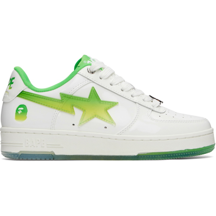 Photo: BAPE White & Green BAPE STA #4 L Sneakers