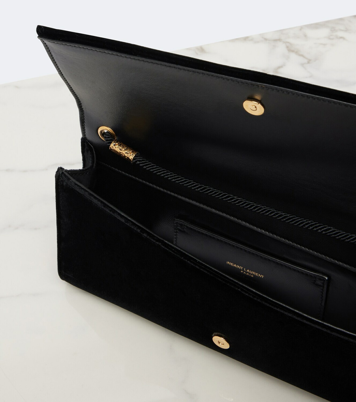 Saint Laurent Kate Small leather-lined velvet clutch