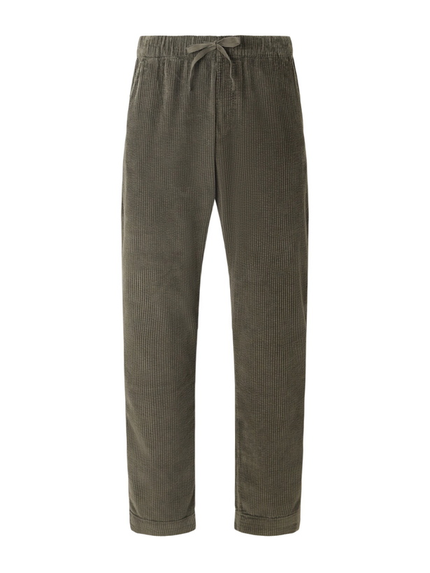 Photo: Hartford - Joggy Straight-Leg Cotton-Corduroy Trousers - Green