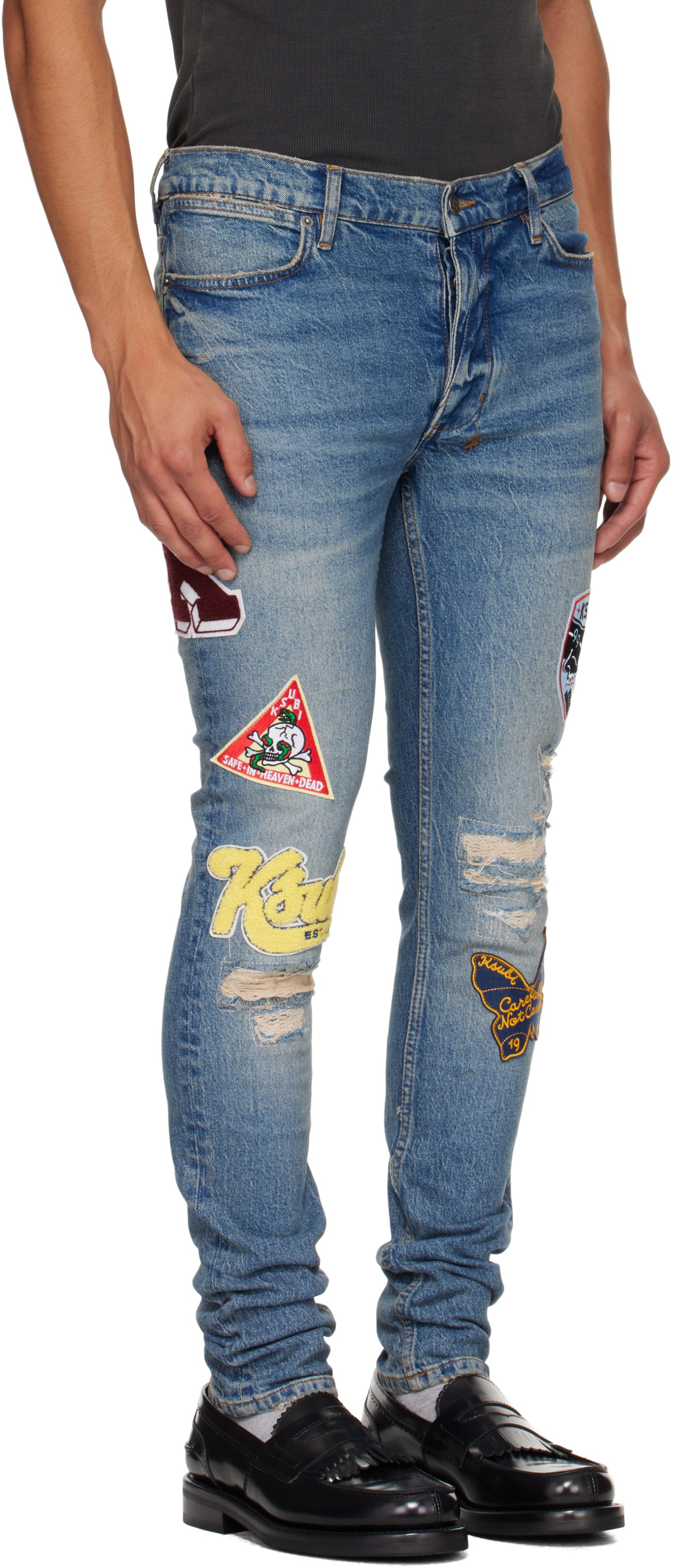 Ksubi Blue Van Winkle Rodeo Patched Jeans