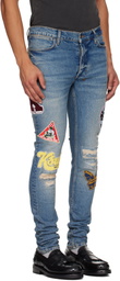 Ksubi Blue Van Winkle Rodeo Patched Jeans