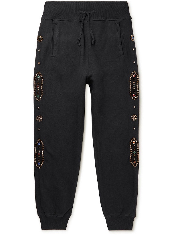 Photo: KAPITAL - Tapered Embellished Cotton-Jersey Sweatpants - Black