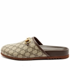 Gucci Men's GG Jacquard Horsebit Mule in Beige