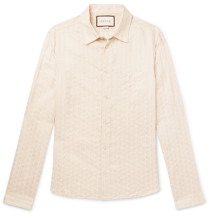 Photo: Gucci - Geige Silk-Jacquard Shirt - Neutrals