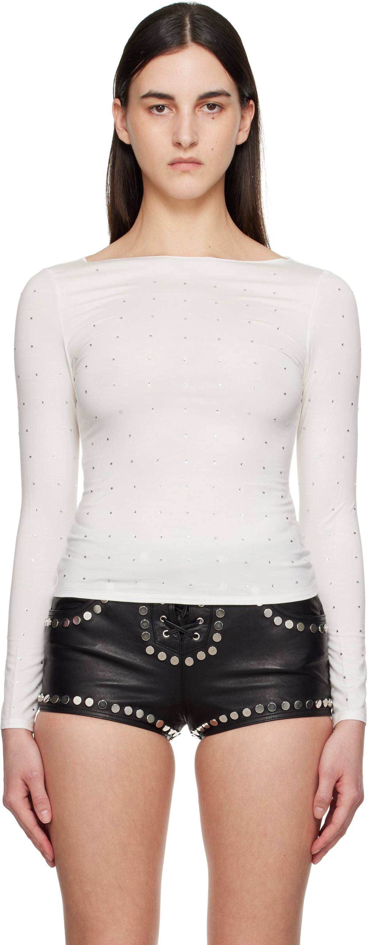 ★Miaou★ ホワイト Amelia Tシャツ Miaou White Amelia T-shirt Miaou