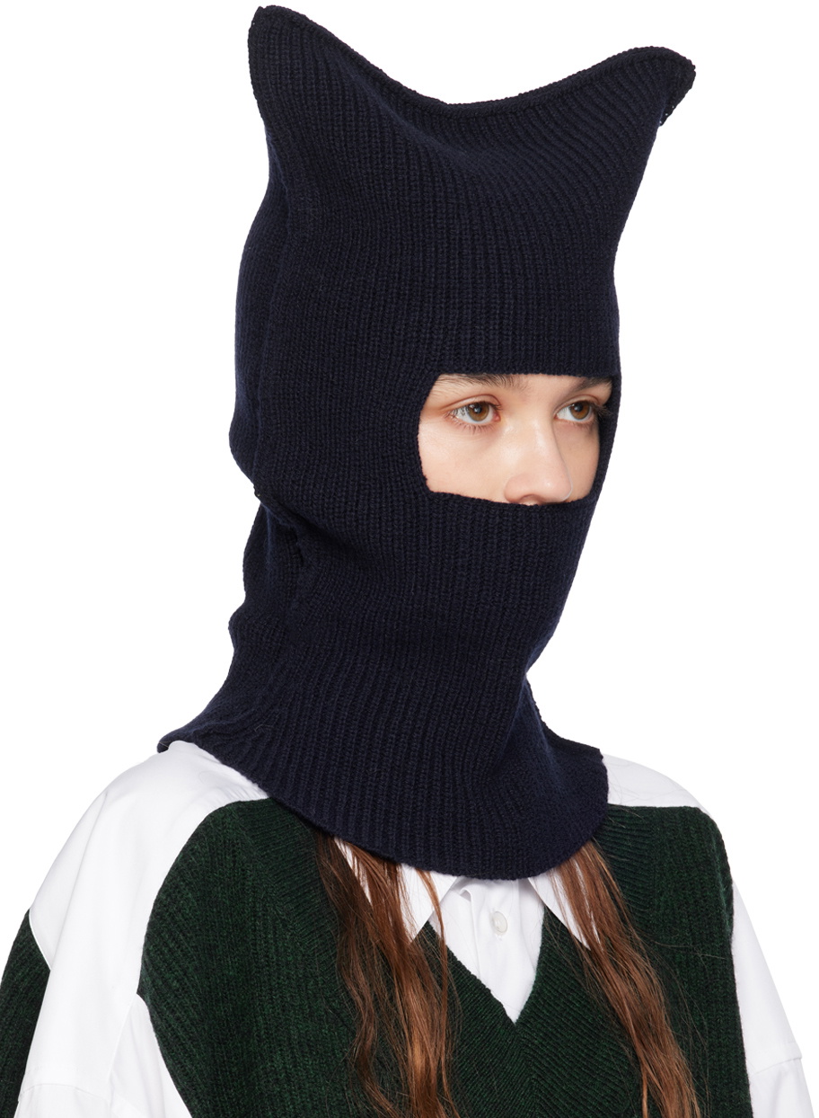 Maison Margiela Navy Ribbed Balaclava