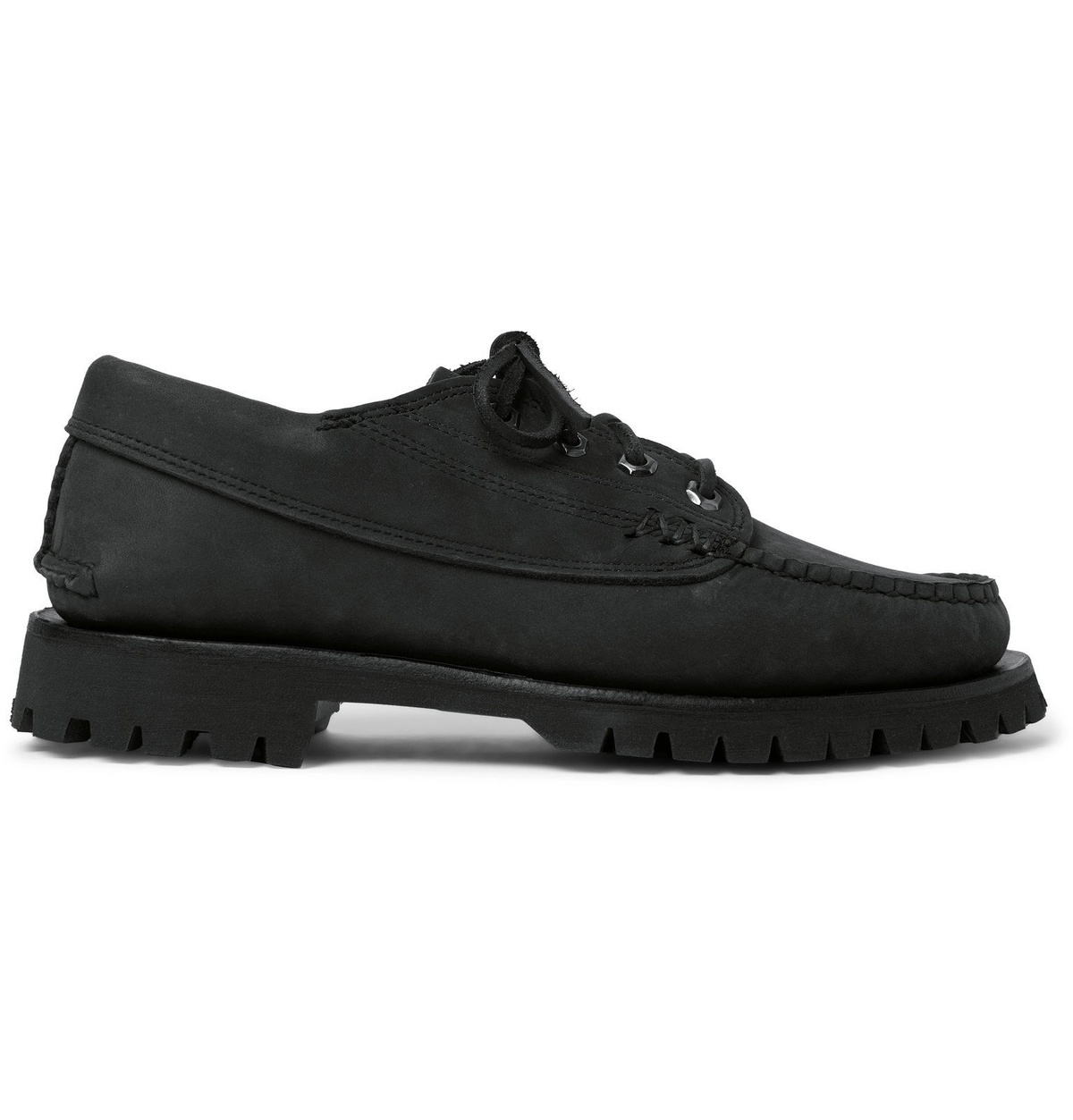 Yuketen - Angler Moc Nubuck Boat Shoes - Black Yuketen