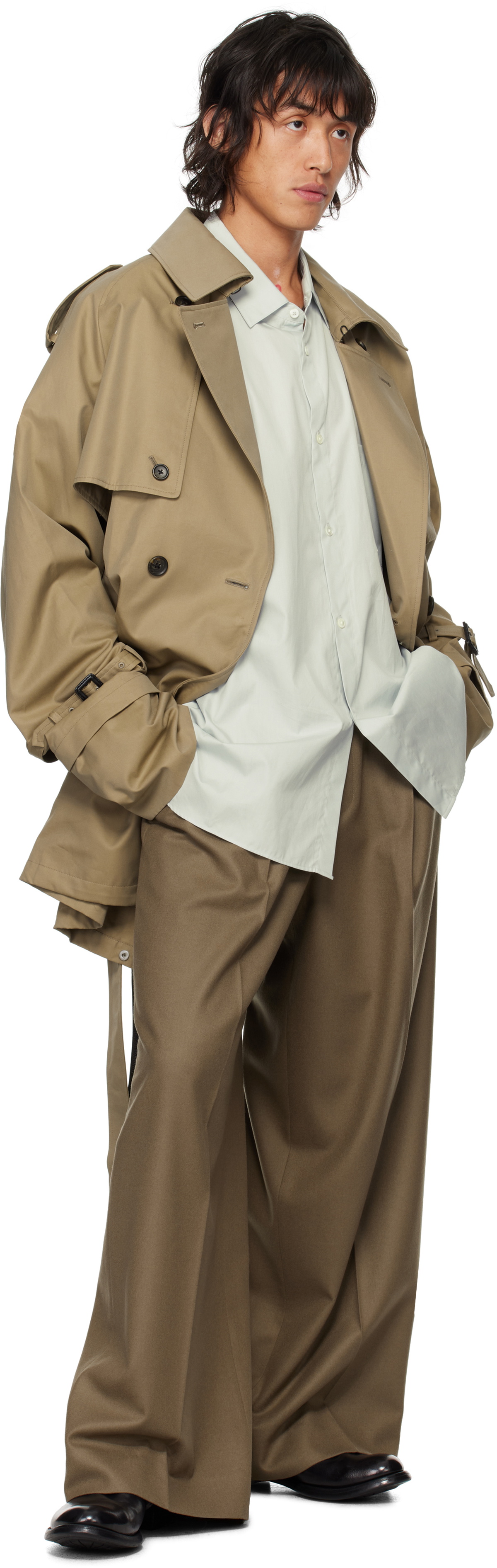 stein Beige Layered Short Trench Coat