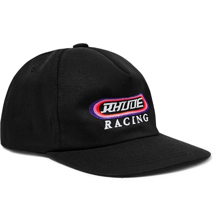 Photo: Rhude - Logo-Embroidered Cotton-Twill Baseball Cap - Black