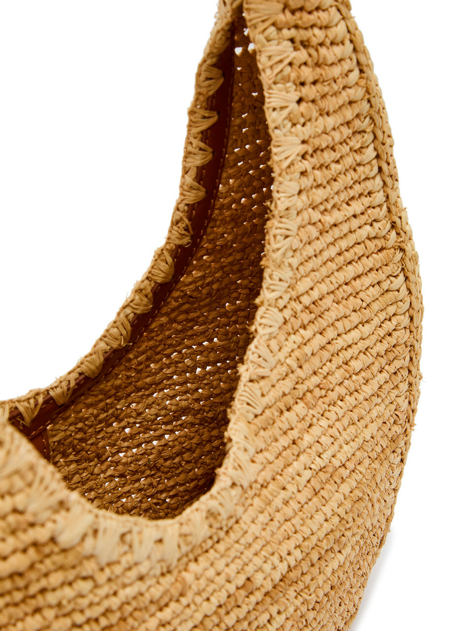 Staud Leather-trim Raffia Shoulder bag - Natural - One Size