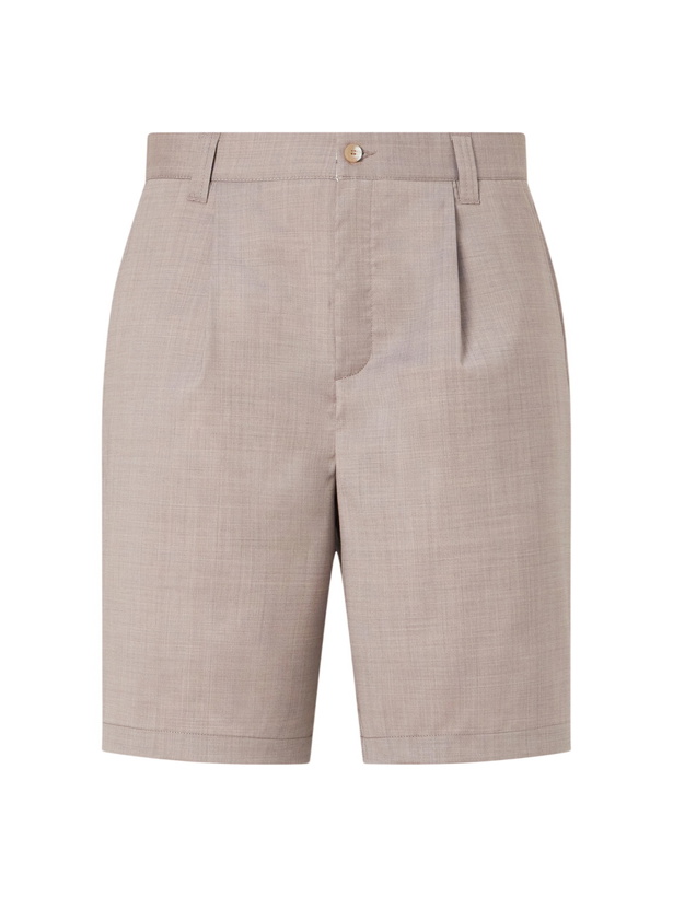 Photo: Frescobol Carioca - Serano Pleated Wool Shorts - Brown