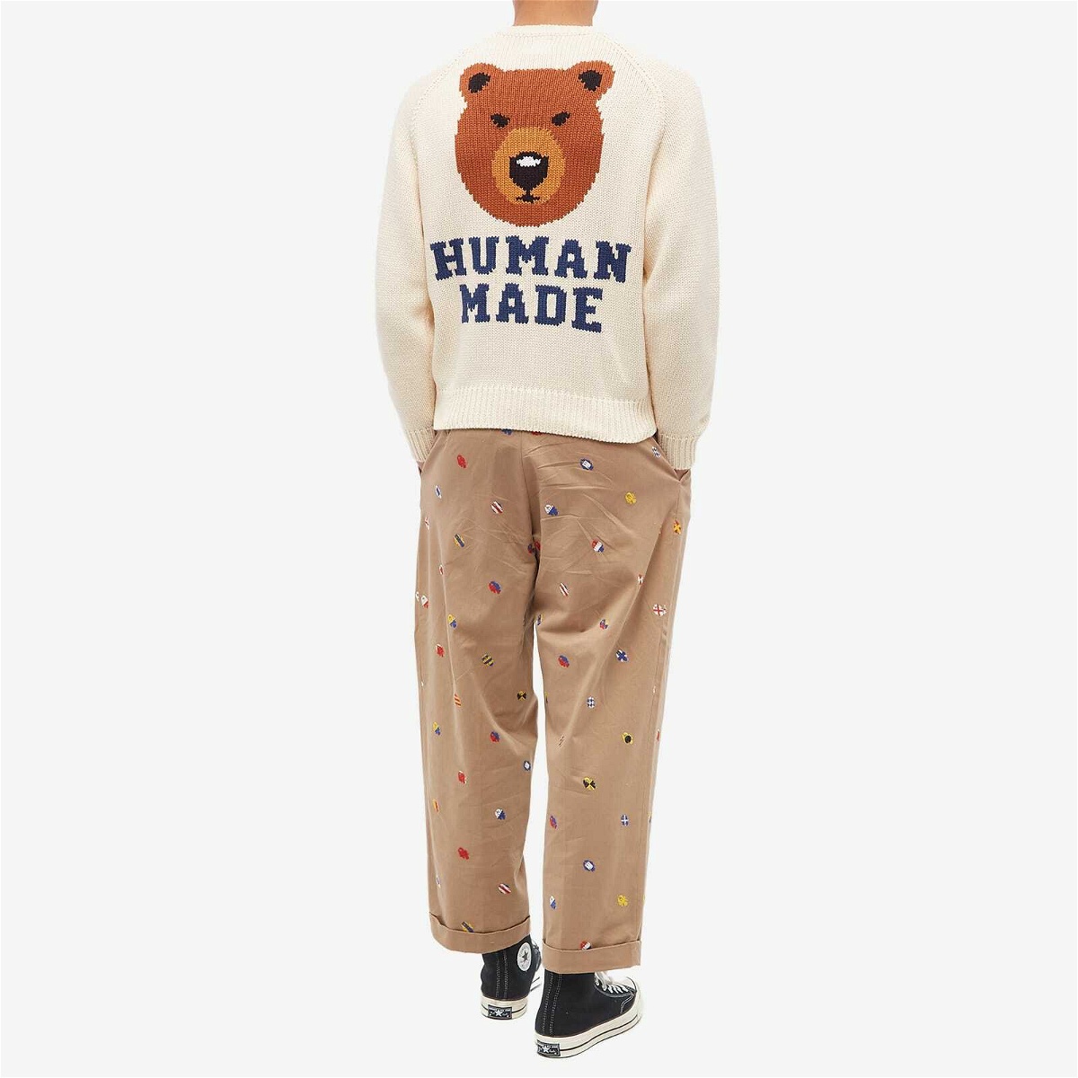 Human Made Men's Bear Raglan Knit Sweater in White Human Made