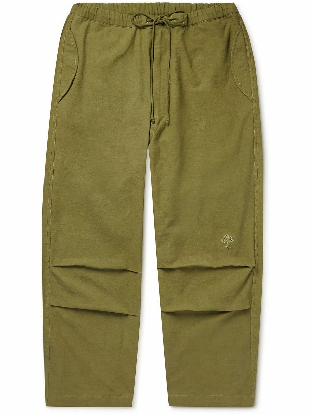 Photo: Story Mfg. - Paco Straight-Leg Organic Cotton Drawstring Trousers - Green