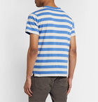 Armor Lux - Striped Cotton and Linen-Blend T-Shirt - Blue