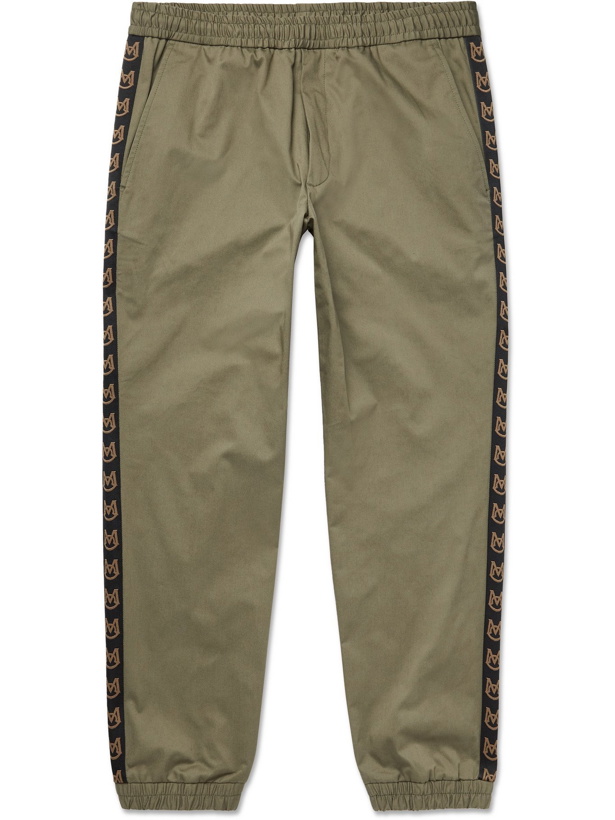 Photo: MONCLER - Logo-Detailed Cotton-Blend Twill Trousers - Green - IT 52
