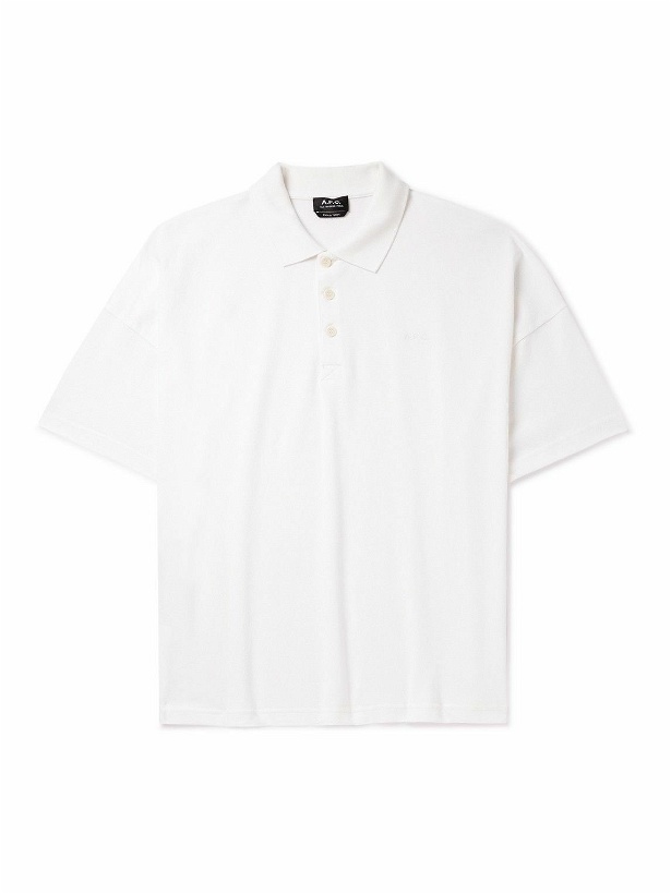 Photo: A.P.C. - Antoine Logo-Embroidered Cotton-Piqué Polo Shirt - White