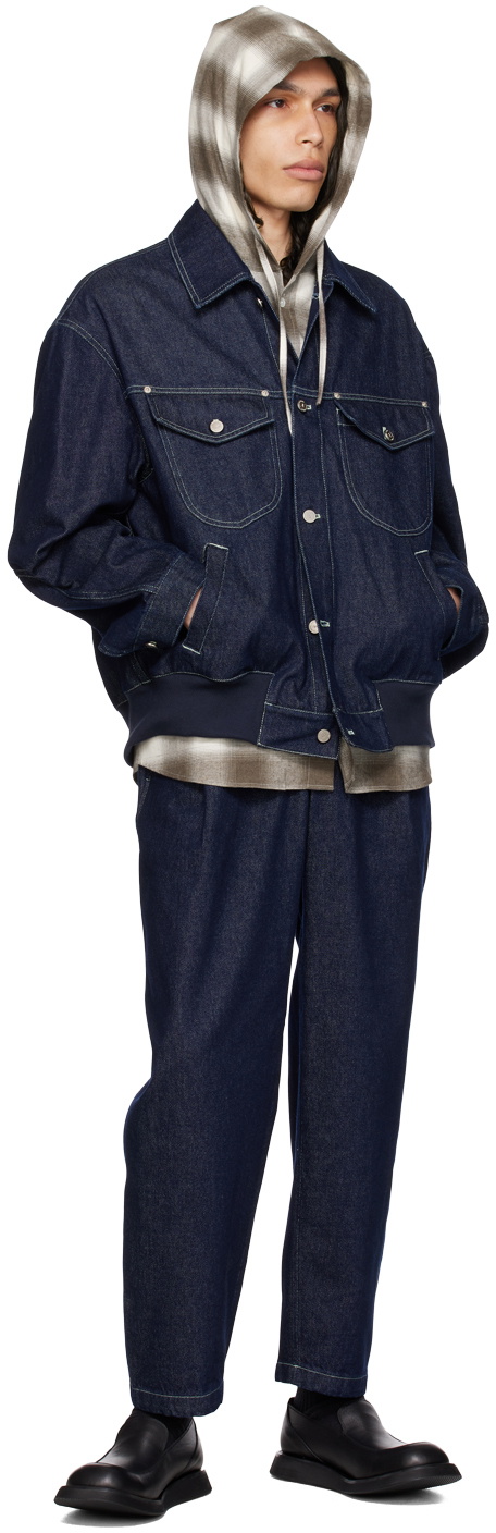 AFTER PRAY Indigo Contrast Stitching Denim Jacket