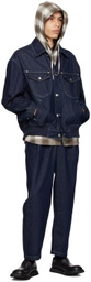 AFTER PRAY Indigo Contrast Stitching Denim Jacket