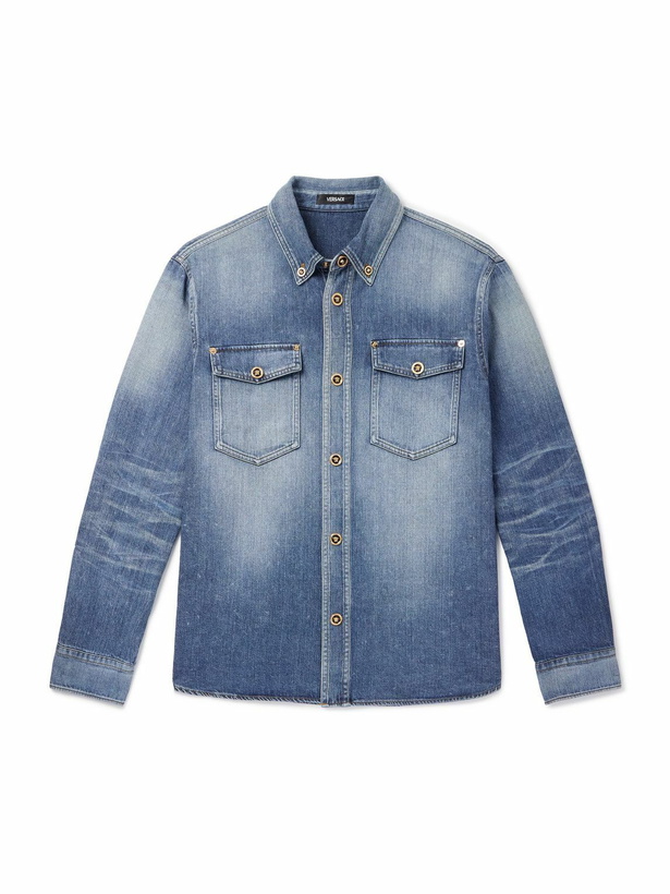 Photo: Versace - Button-Down Collar Denim Overshirt - Blue