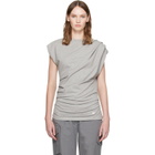 GANNI Gray Draped Jersey T-shirt