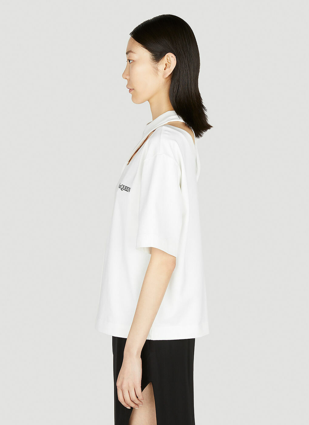 Alexander McQueen - Slash Cut T-Shirt in White Alexander McQueen